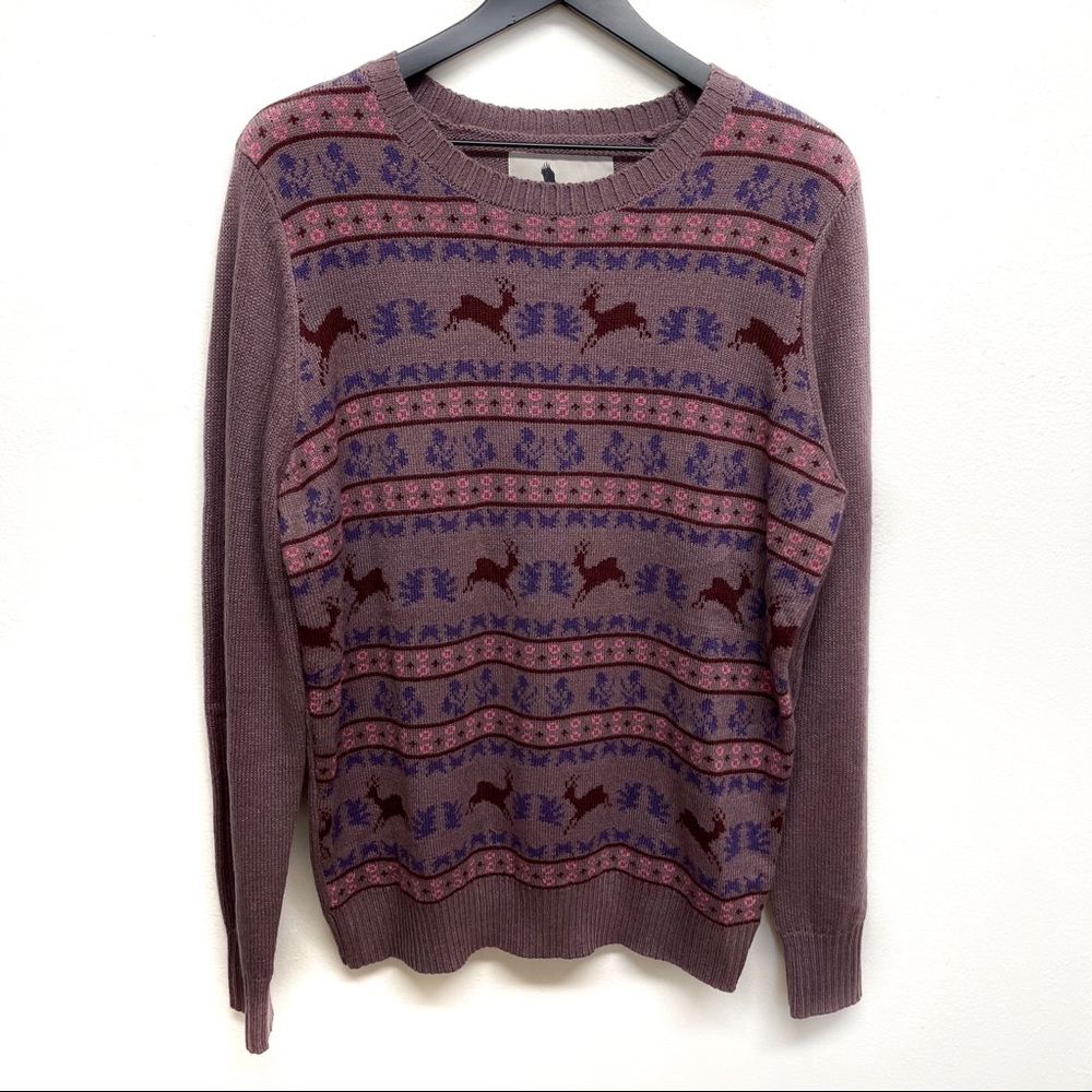 FIELD & STREAM Women's XLSweatshirt Pullover Top Knit Purple Deer Winter